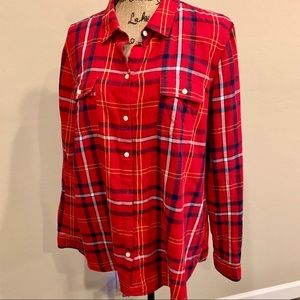 Old Navy Long Sleeve Red Plaid Shirt